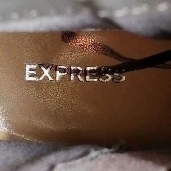 Express Womens Side Zip Ankle Boots Gray Faux Suede Block Heel Almond Toe 6 - Picture 8 of 9